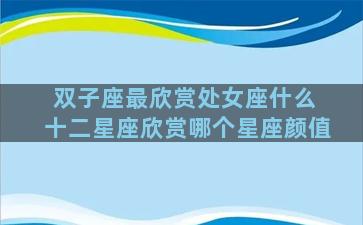 双子座最欣赏处女座什么 十二星座欣赏哪个星座颜值